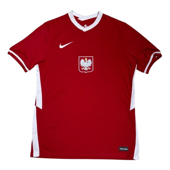NIKE POLAND Dri-Fit Red Soccer Football Kit Jersey Mens Medium - Picture 1 of 7